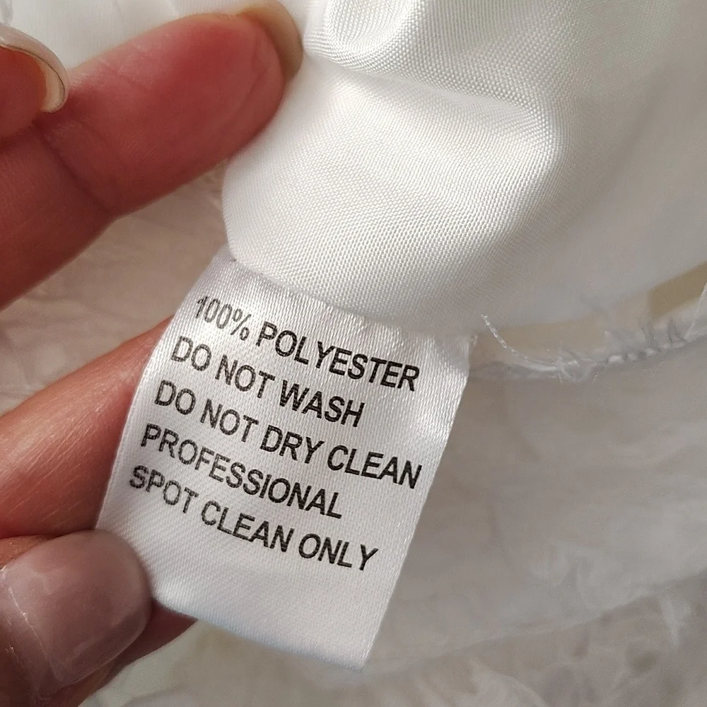 JJs House White V-neck Lace Midi Length Lace Overlay Sleeveless Wedding Dress - Picture 9 of 9